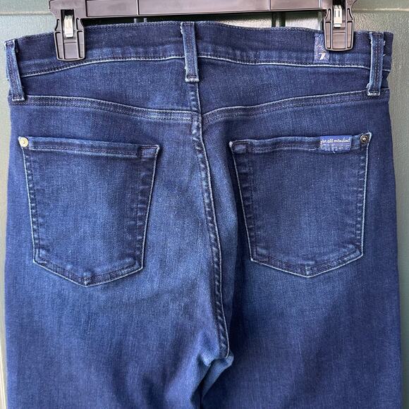 7 For All Mankind Jeans 30 High Waist Ankle Skinny Dark Wash Raw Hem Stretch - Picture 5 of 10